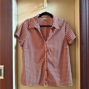 Notations Red and White Polka Dot Short-Sleeve Button-Up Shirt